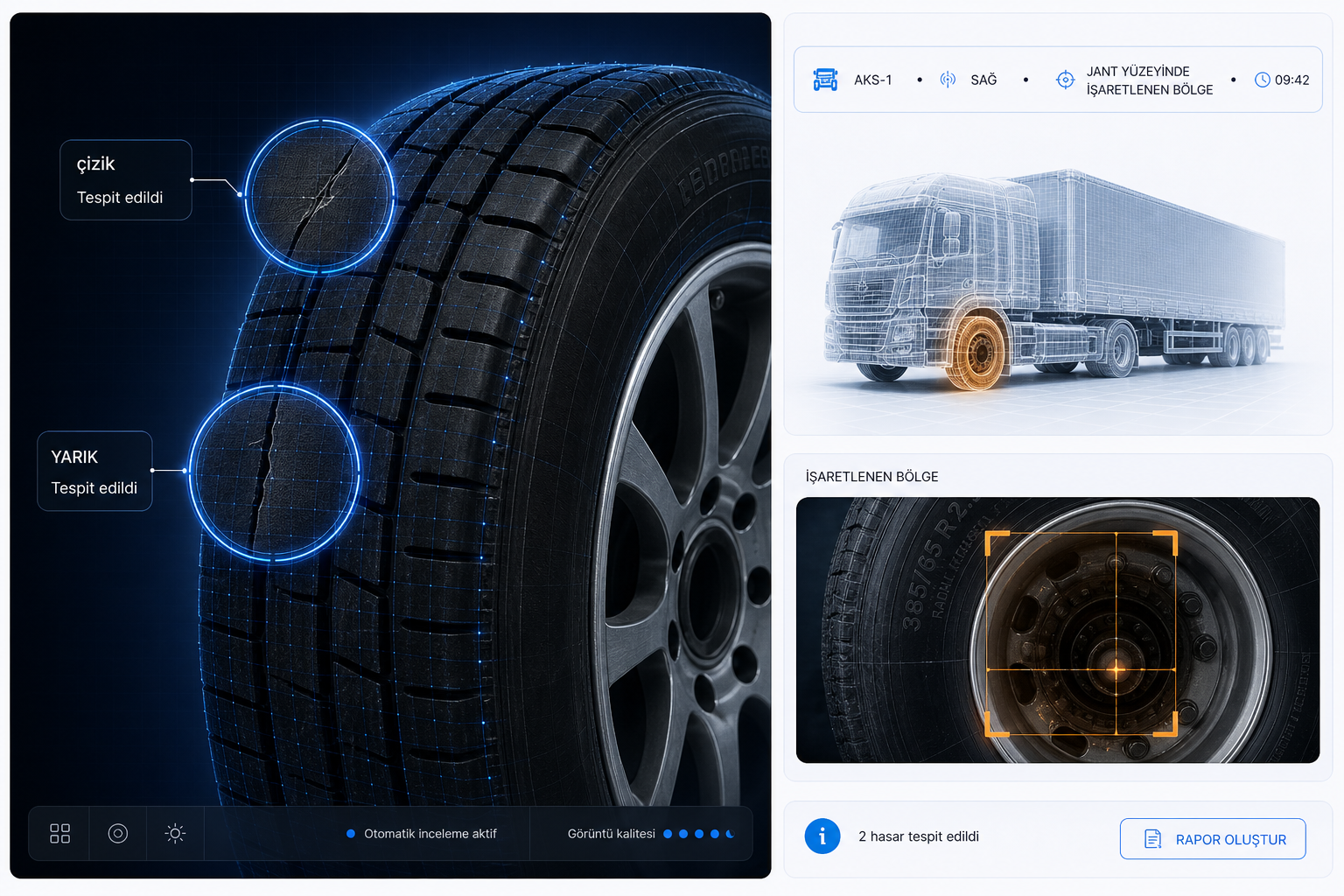 EyeMetric Tire — lastik ve jant yüzeyinde çizik ve yarık tespiti