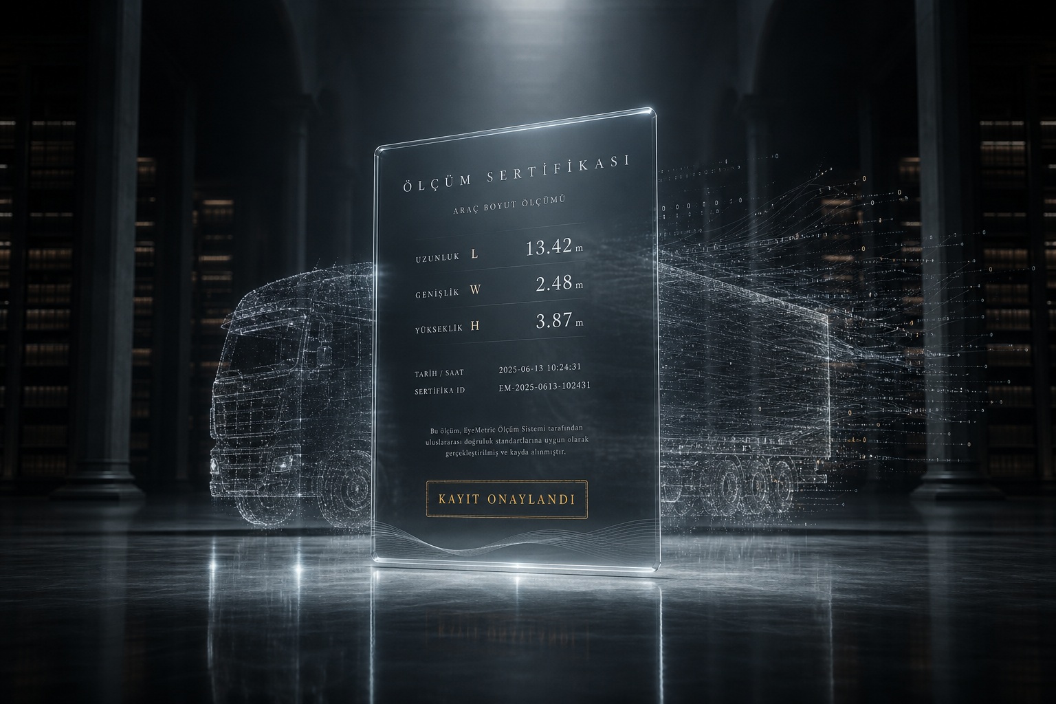 EyeMetric Vehicle — damgalı ölçüm kaydı