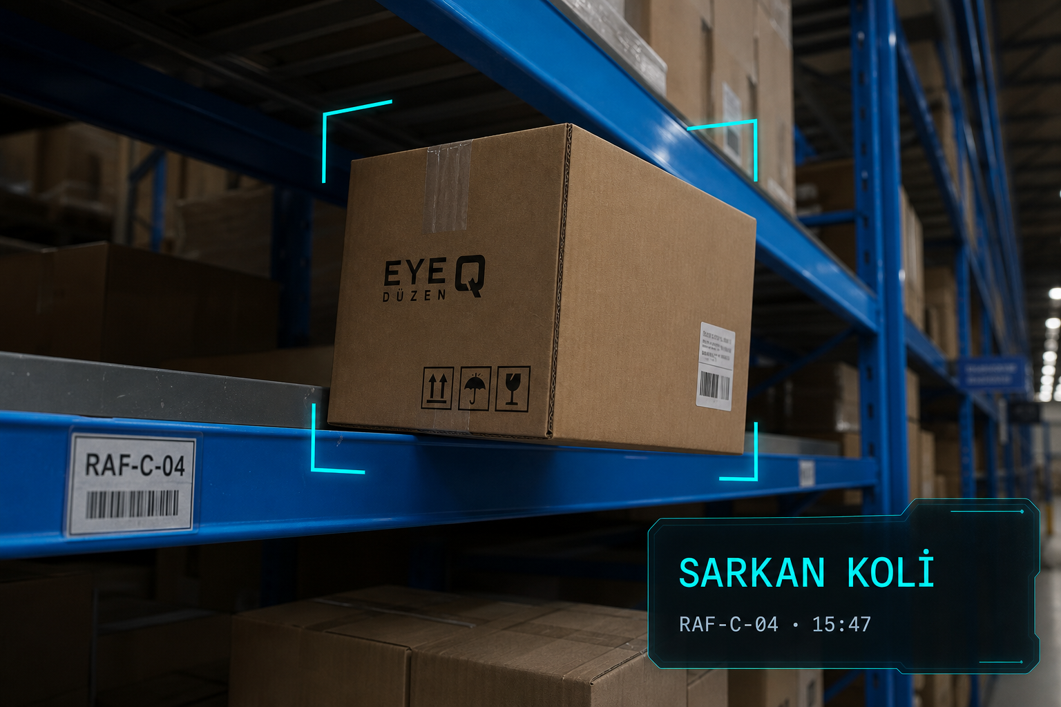 Rafta sarkan veya standart dışı duran bir koli var mı?